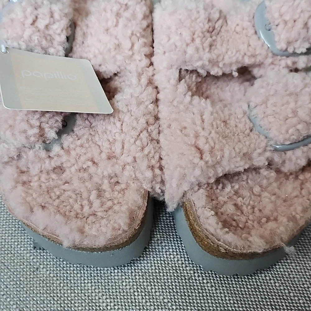 Birkenstock Pink Fuzzy Slippers - Picture 7 of 9
